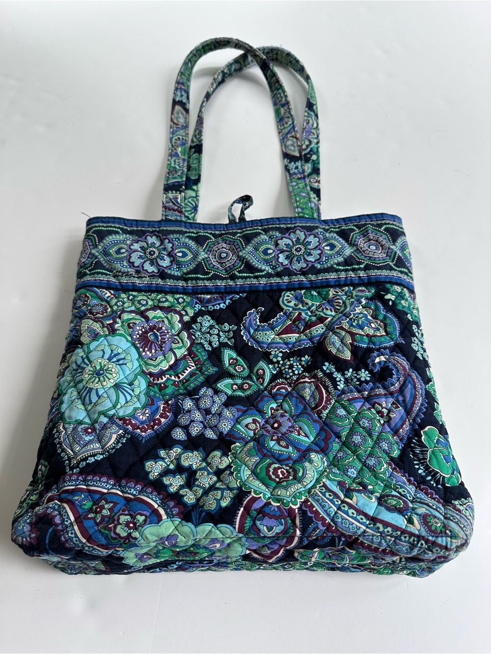 RETIRED Vera Bradley Blue Rhapsody Large Tote 12x12x4 Double Handle Toggle Clasp